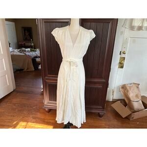 Reformation White Cream Gingham Wrap Dress sz M